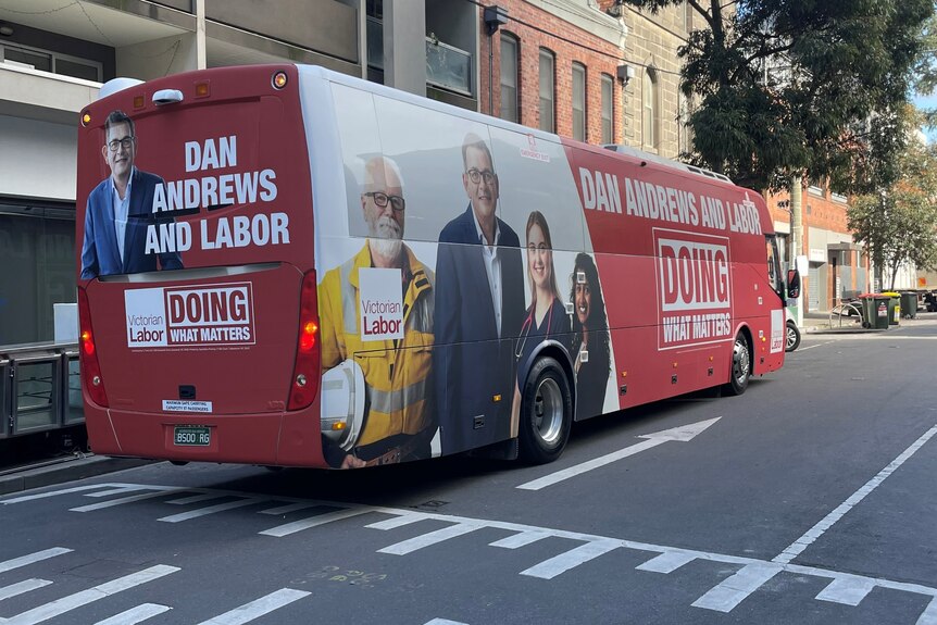 The Victorian Labor Party's campaign bus.