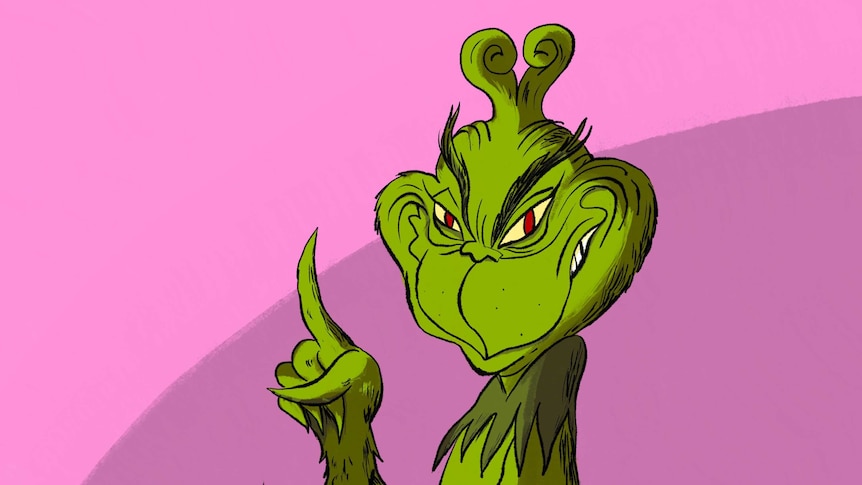the grinch holding up a finger