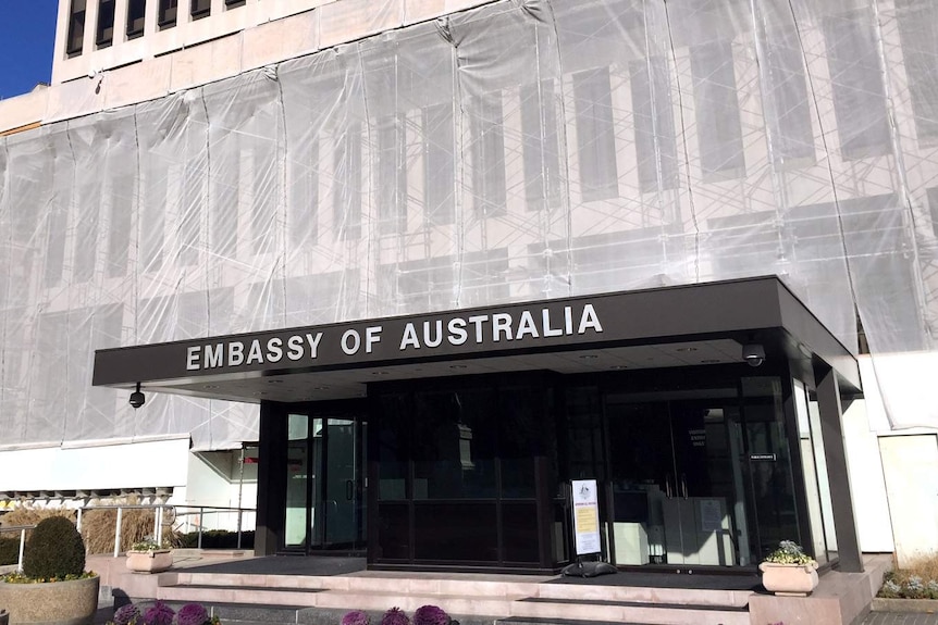 Entrance to the Australian embassy in Washington