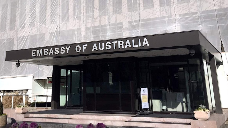 Entrance to the Australian embassy in Washington