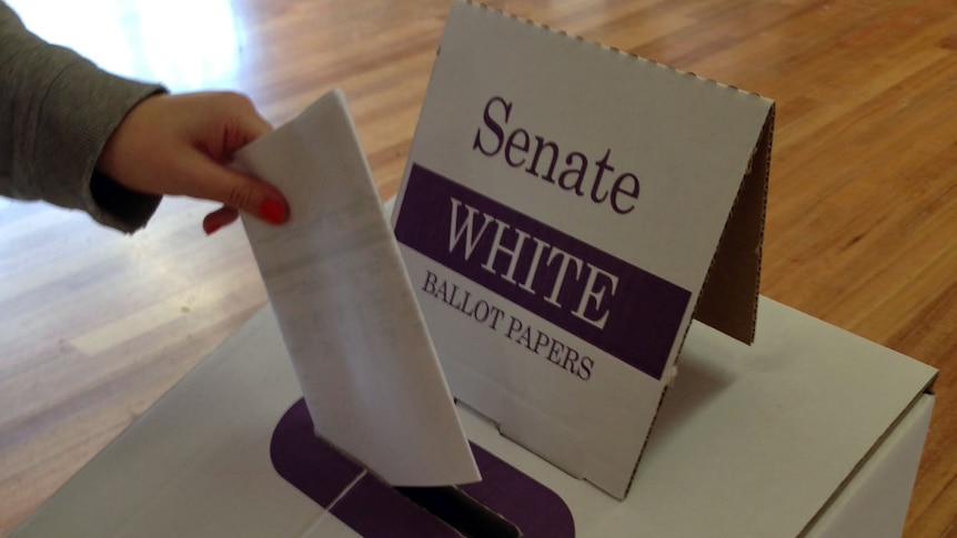 senate ballot going into ballot box