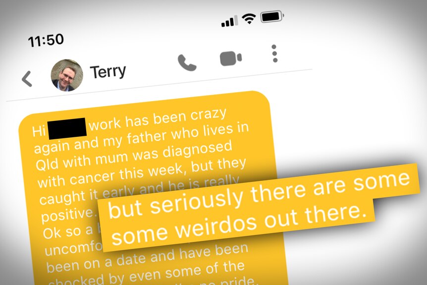 A graphic image of a message sent by a person called Terry  