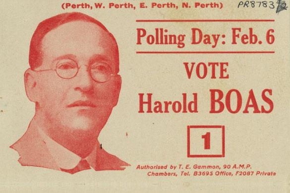 A campaign flier for Harold Boas, 1932
