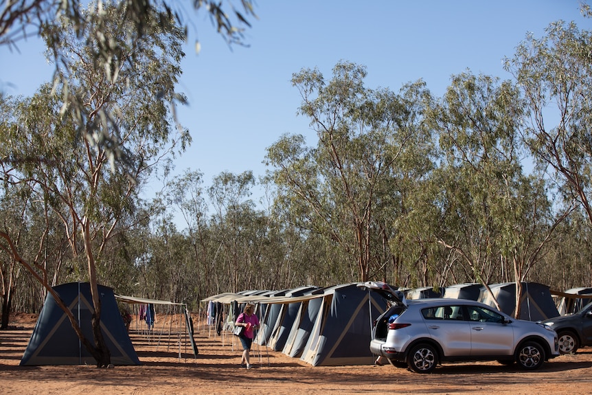 The tent city set up in the tiny town of Thargomindah for the Channel Country Ladies Day.