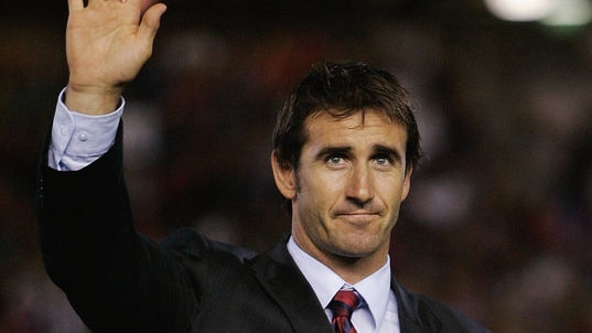 Thanks for the memories ... Andrew Johns acknowledges the Newcastle crowd