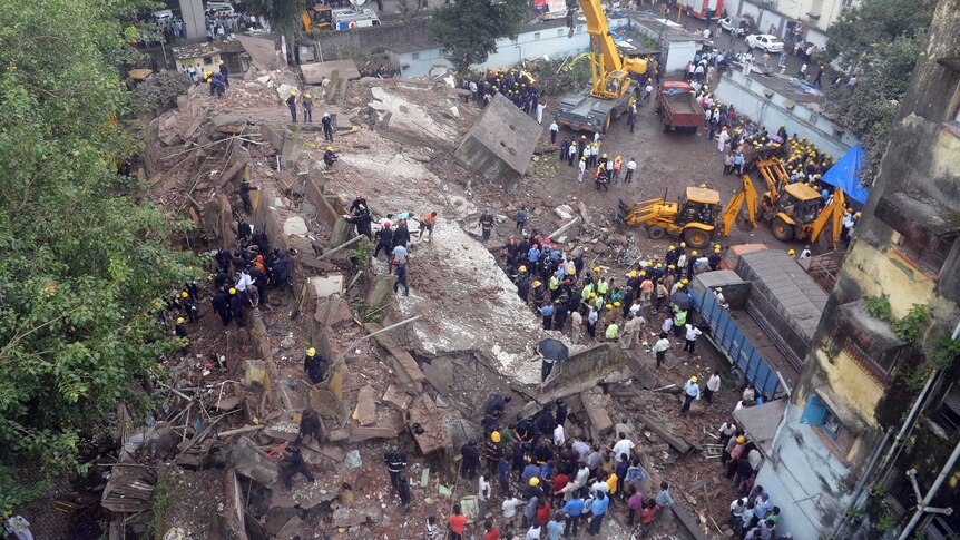 Rescue crews at scene of Mumbai building collapse