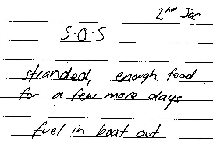 Scanned copy of SOS message.