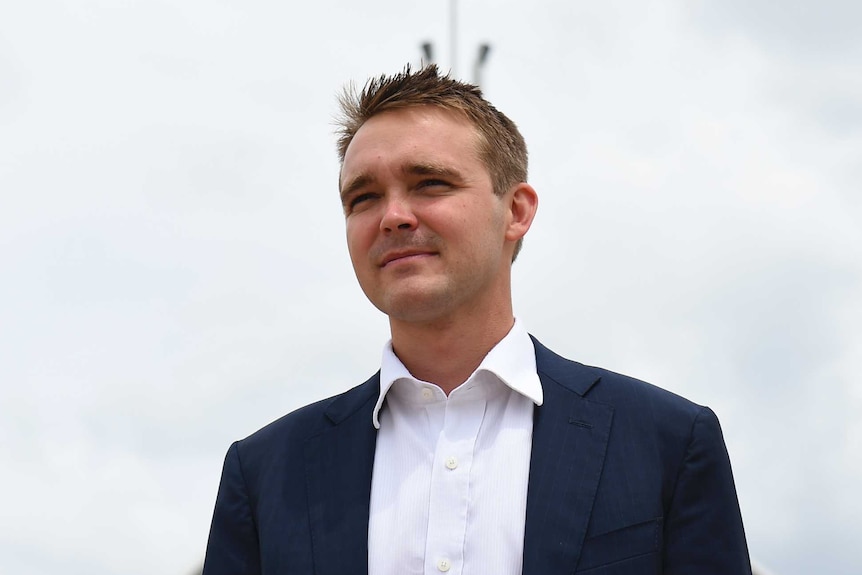 Liberal backbencher Wyatt Roy is seen outside Parliament House during an interview with Buzzfeed Australia in Canberra