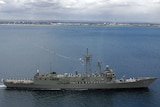 HMAS Canberra sails up Cockburn Sound