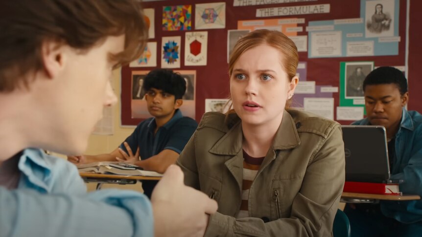 Angourie Rice sits in math class in a still from 2024's Mean Girls.
