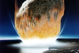 An artist's conception of an asteroid crashing into Earth