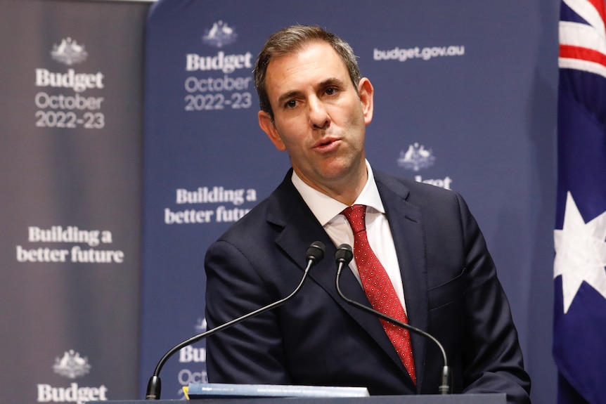 Jim Chalmers addresses the media on budget day