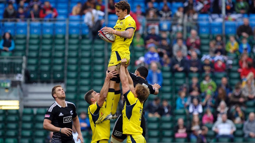 Australia's rugby sevens team against New Zealand