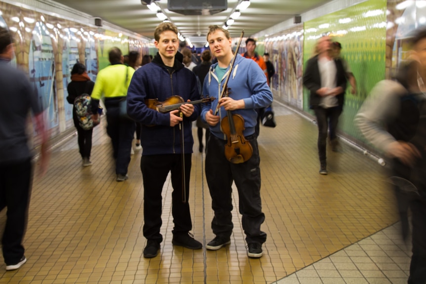Vasiliy and Vladimir Shapkin in the Central Station tunnel