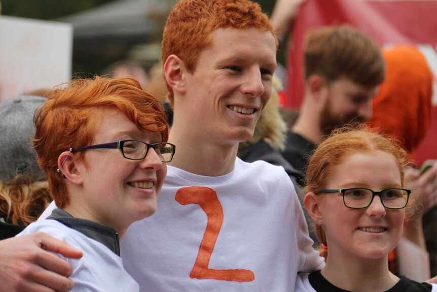 Participants in the ginger march in Melbourne.
