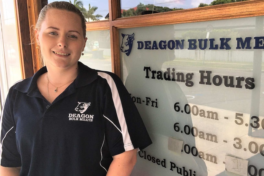 Brisbane butcher Samantha Walk outside her shop.