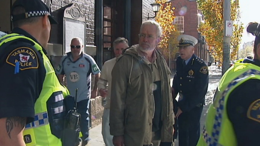Graham Preston arrested after protest in Hobart