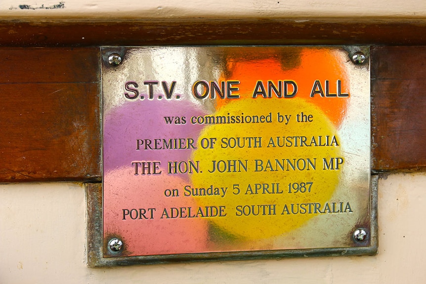 One and All plaque from 1987 commissioning.
