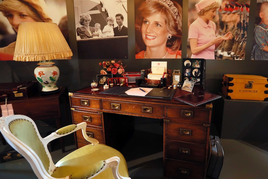 A recreation of the desk where Princess Diana worked in her Sitting room at Kensington Palace.
