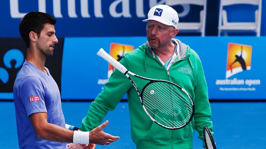 Novak Djokovic and coach Boris Becker