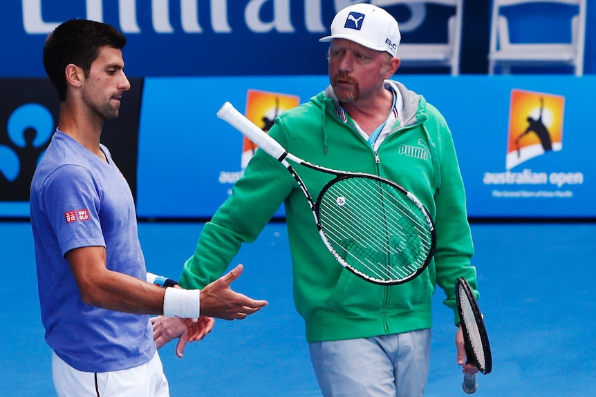 Novak Djokovic and coach Boris Becker