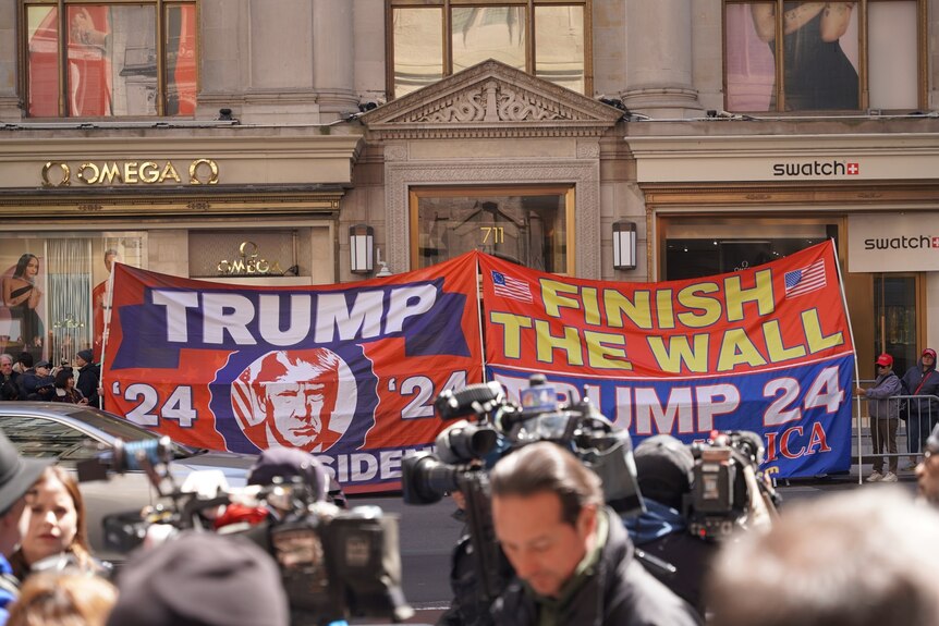 A pro Donald Trump banner in Manhattan.
