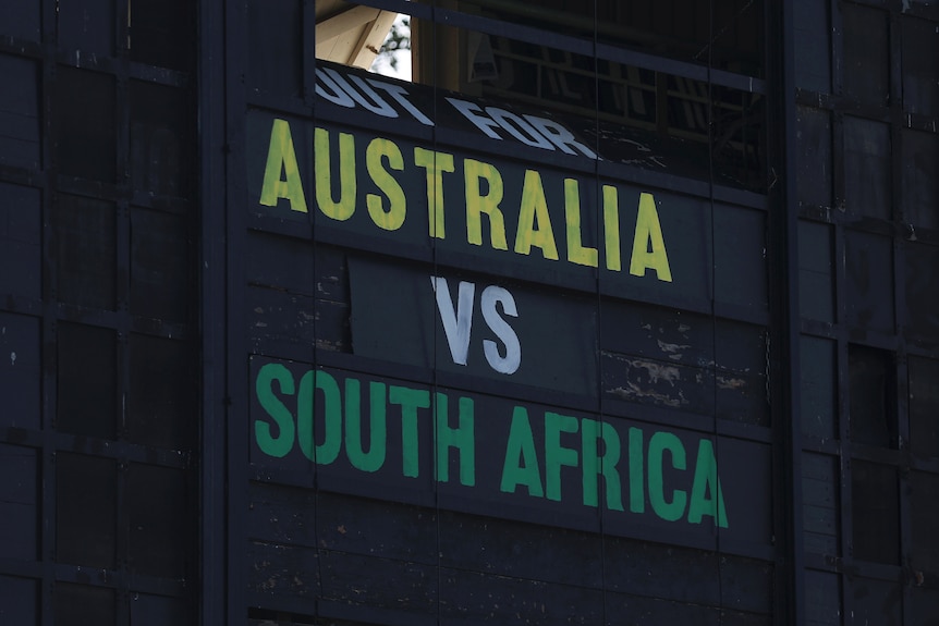 A scoreboard says Australia vs South Africa