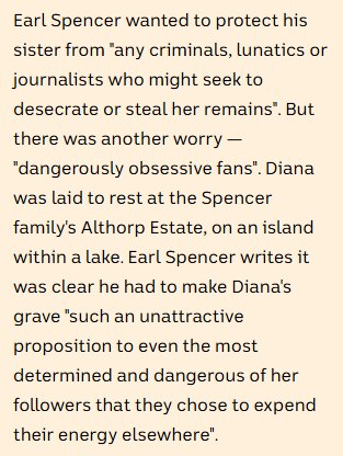 Earl Spencer says Diana's grave had to be "such an unattrative proposition to even the most determined and dangerous".