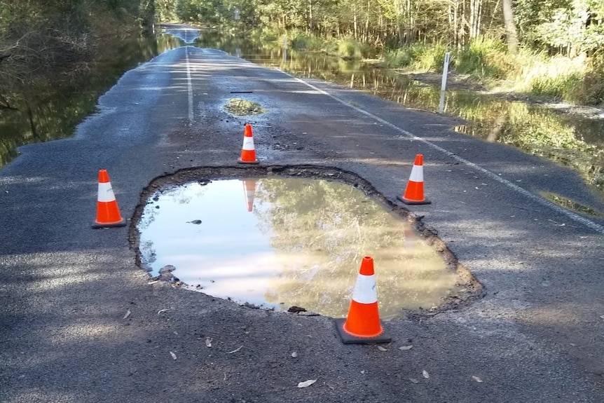 A large pothole. 