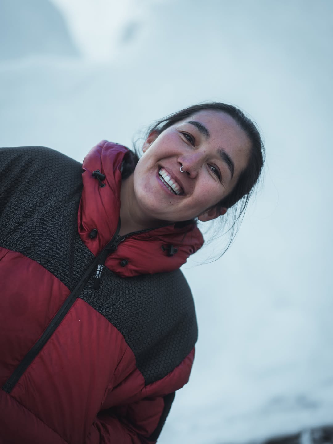 River Ahmad smiles during her climb of Mt Everest