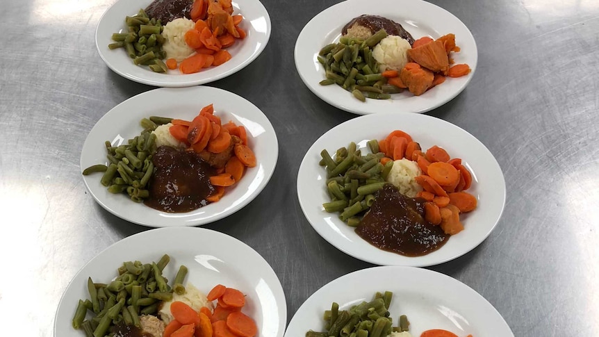 Plates of food at an aged care home