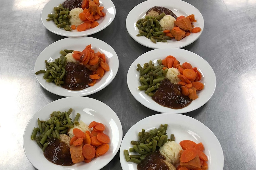 Plates of food at an aged care home