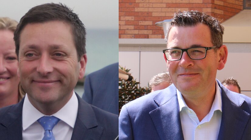 Victorian Opposition leaders Matthew Guy and Premier Daniel Andrews during the election campaign