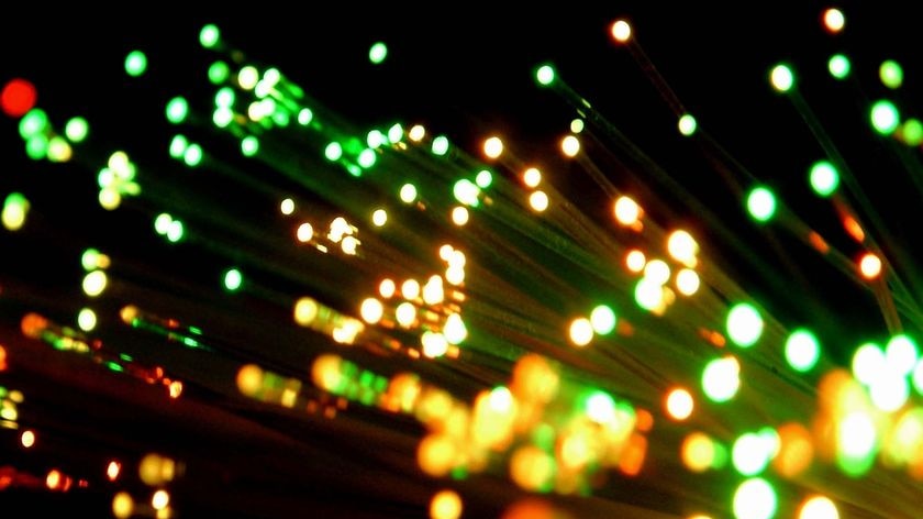 Light streams through fibre optic cables