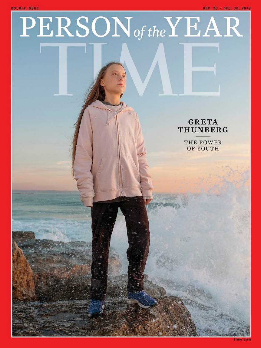 Time's magazine front cover featuring Greta Thunberg