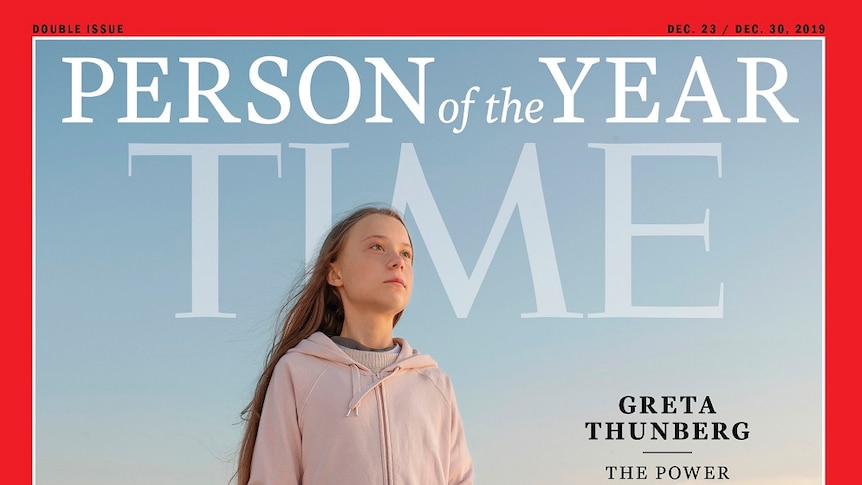 Time's magazine front cover featuring Greta Thunberg