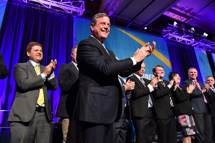 Queensland LNP leader Tim Nicholls makes a speech at the Liberal National Party (LNP) state convention in Brisbane