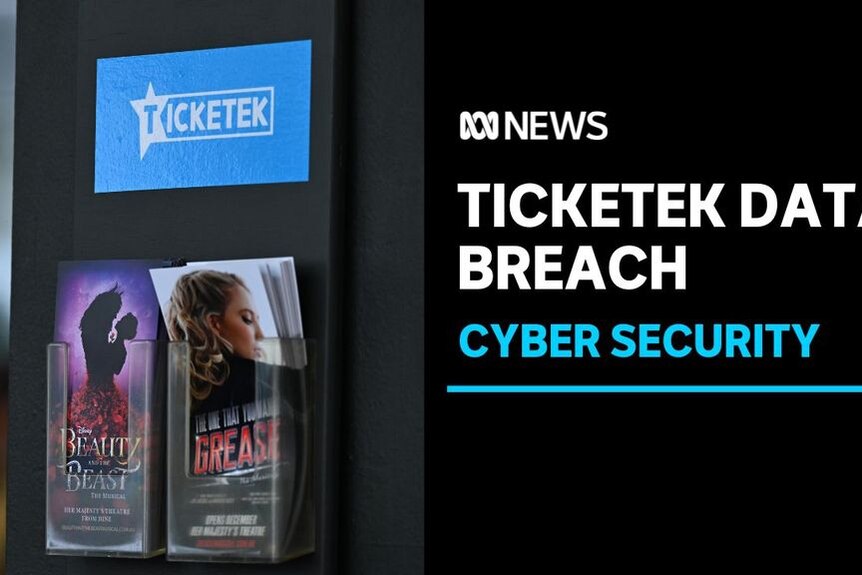 Ticketek Data Breach, Cyber Security: Ticketek logo above pamphlet holders for musicals. 