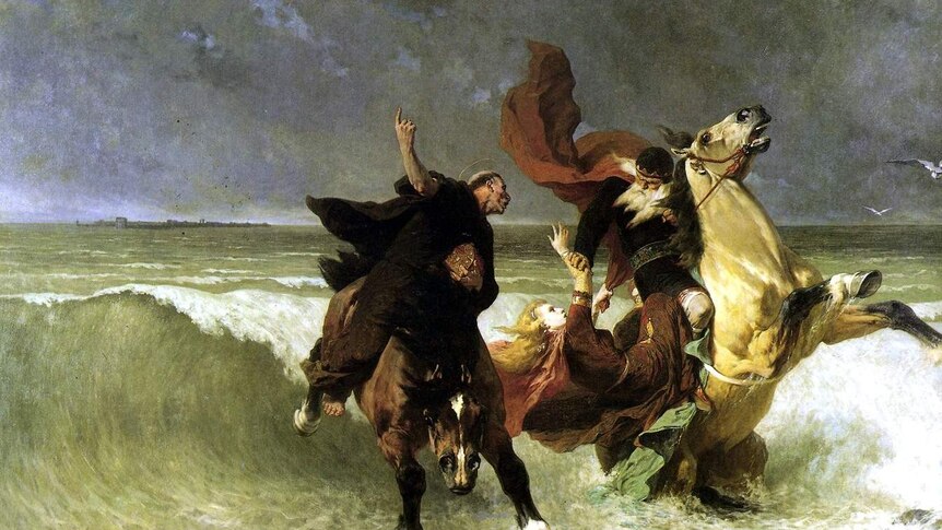 Flight of King Gradlon, an 1884 paining by EV Luminais.