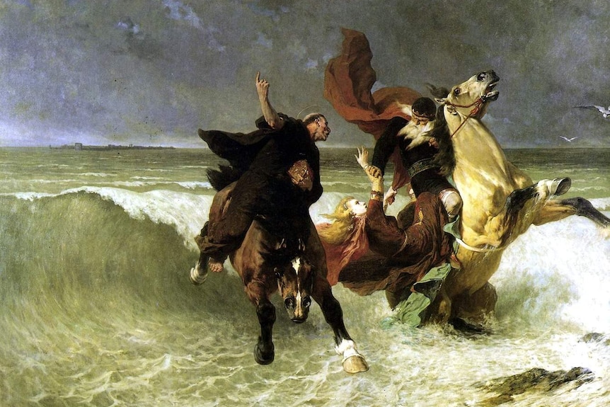 Flight of King Gradlon, an 1884 paining by EV Luminais.