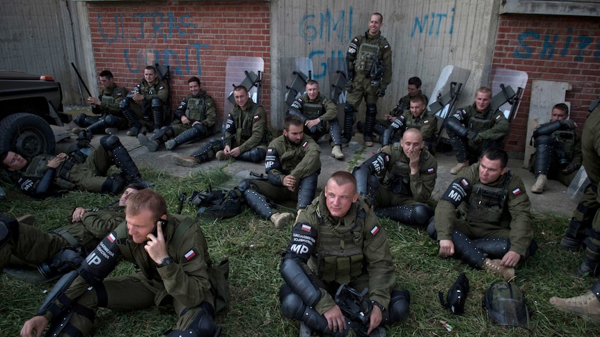 KFOR soldiers take a break in Kosovo