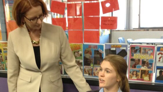 Gillard speaks to Kolbe Catholic College student