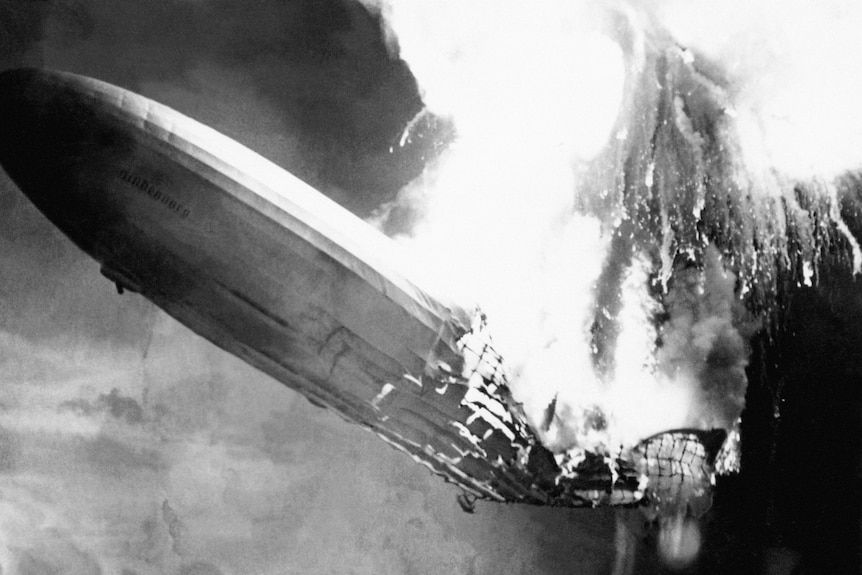 The Hindenberg crashes to the ground