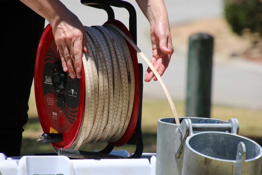 A reading being taken from a bore in the Kwinana area.