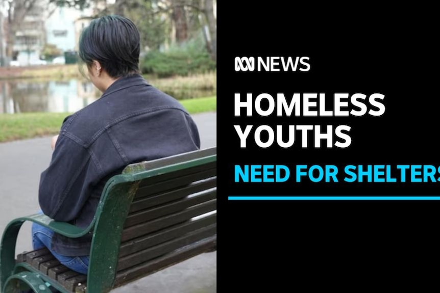 Homeless Youths, Need for Shelters: A person sits on a park bench. Their back is to the camera.