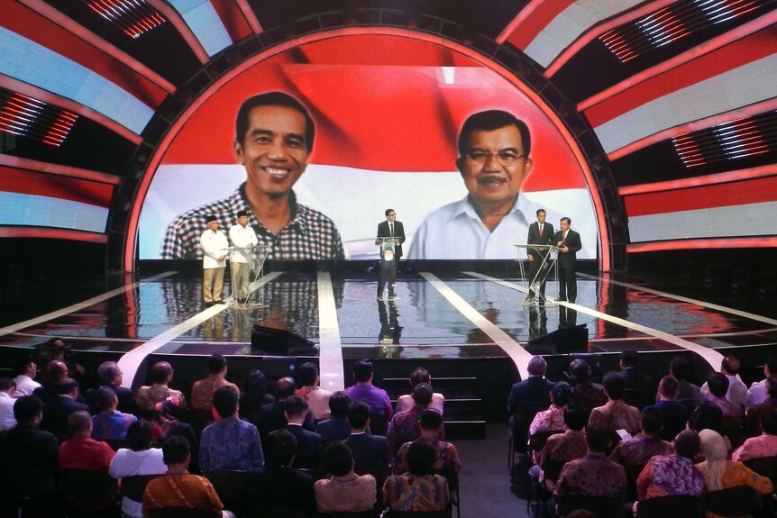 Indonesian presidential and vice presidential candidates in the first election debate