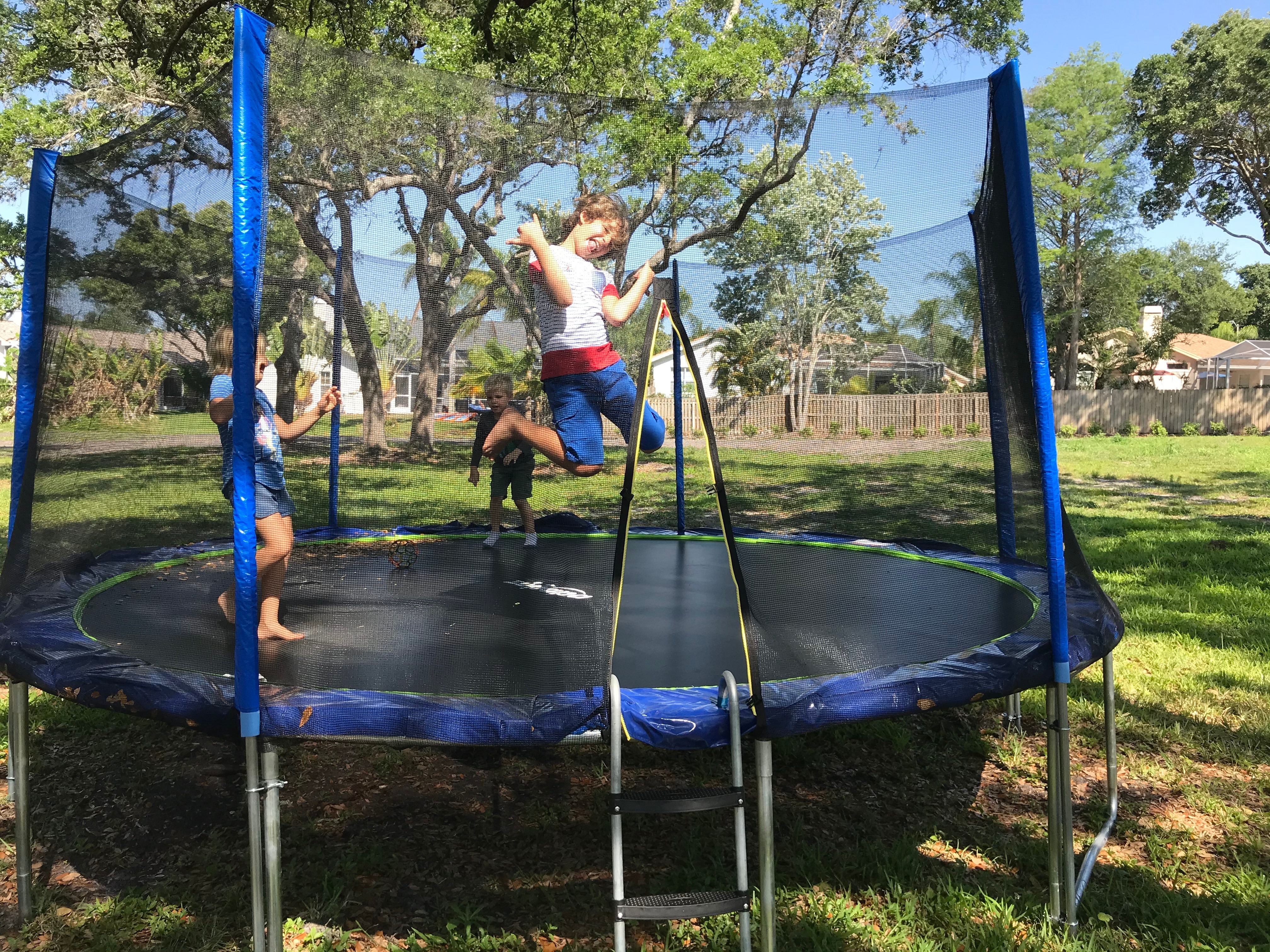 Kids on a trampoline