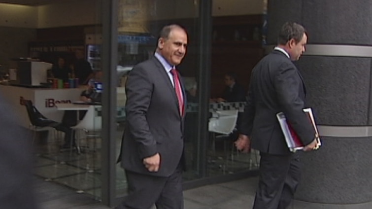 Cesar Melhem leaves the royal commission in Melbourne.