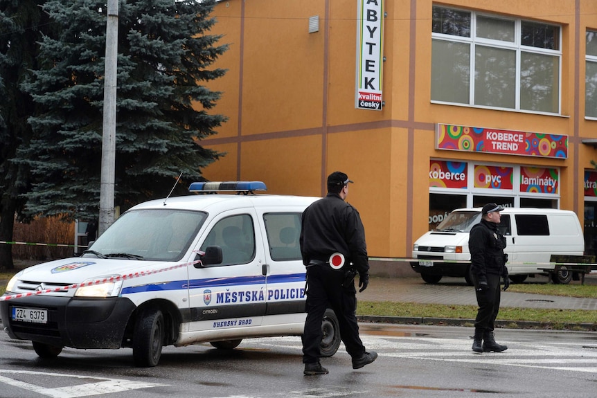The scene of a shooting in the Czech town of Uhersky Brod