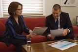 Former prime minister Julia Gillard with Jeff Kennett
